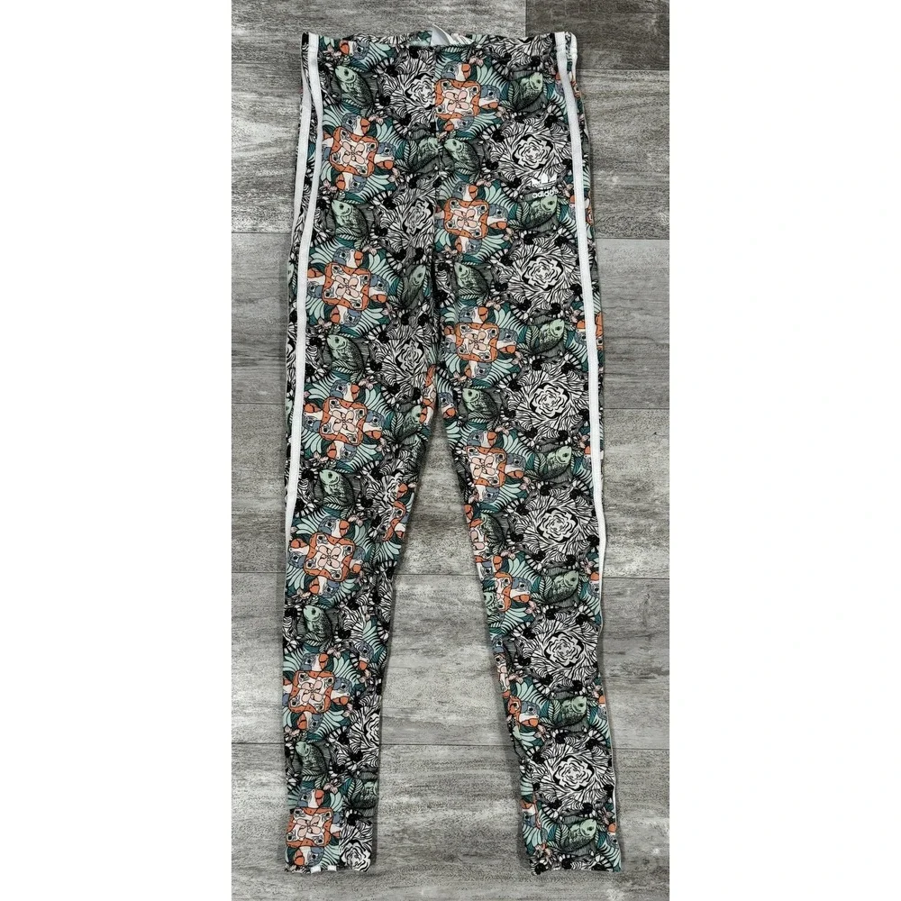 ADIDAS Jungle Tropical Parrot Zebra Print Track Jacket & Pants Set Girl L 13-14Y